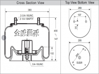 卡车挂车拖车汽车空气弹簧气囊 Air spring airbag of Truck（1V8050铝底座）1V8058 1V8057 B-31411 1110.5CX-16A1046H 1R14-039 566-28-3-065 566283065 11105E16A320 1V19ZK-5.7 1T19ZK-5.7 W01-358-8058 23631-01 AS-0039 S-4771 B-12514-013