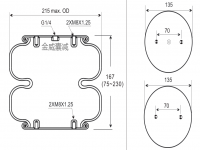 JW2-5020-D工业设备单层空气弹簧气囊 Equipment air spring airbag 200190J-2 188168J-2 2B5020-D W01-M58-6353 FD 120-17 113054 2B-181